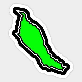 Denman Island in Flashy Lime Green - Simple Silhouette - Denman Island Sticker